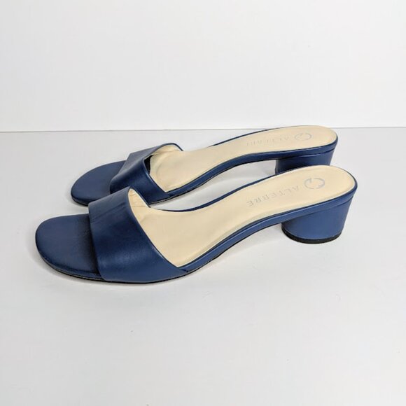 Alterre Interchangeable Navy Blue Sandal Womens 8 Leather Strappy Casual Comfort - Picture 2 of 9
